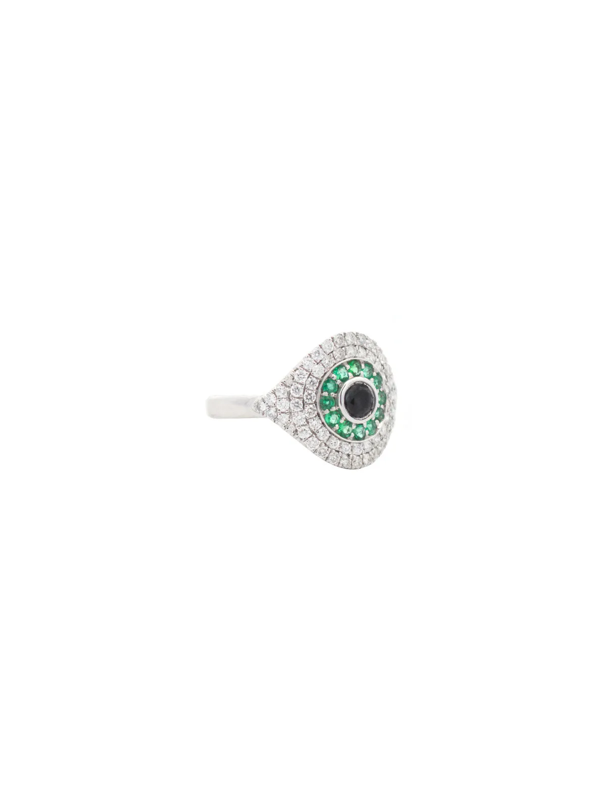 0.90ct Diamond Emerald 18K Gold Evil Eye Ring sold by Wish Fine Jewelry product image thumbnail 4