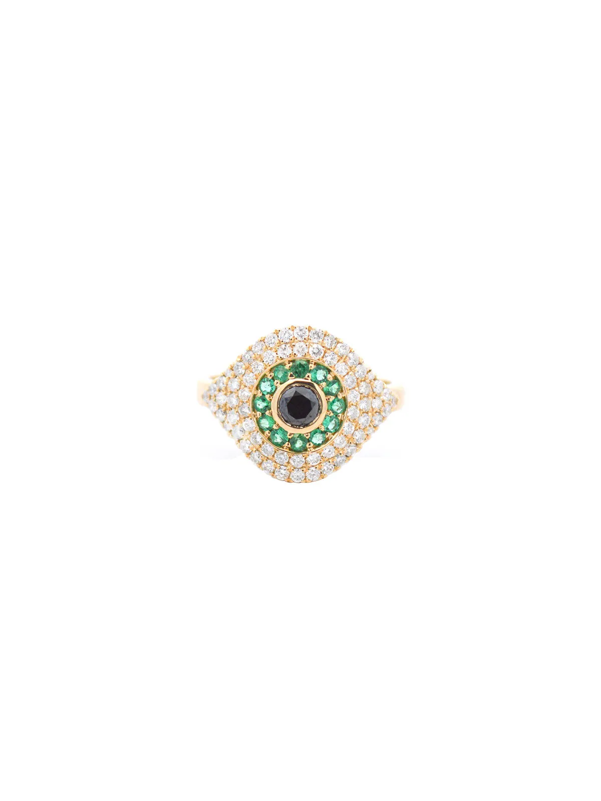 0.90ct Diamond Emerald 18K Gold Evil Eye Ring sold by Wish Fine Jewelry