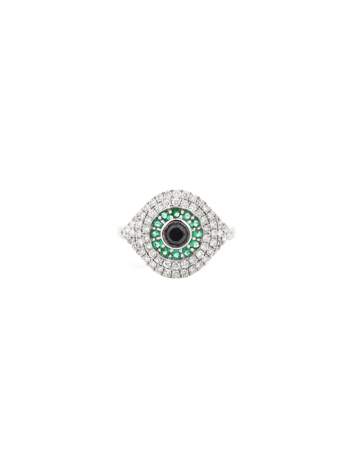 0.90ct Diamond Emerald 18K Gold Evil Eye Ring sold by Wish Fine Jewelry product image thumbnail 3
