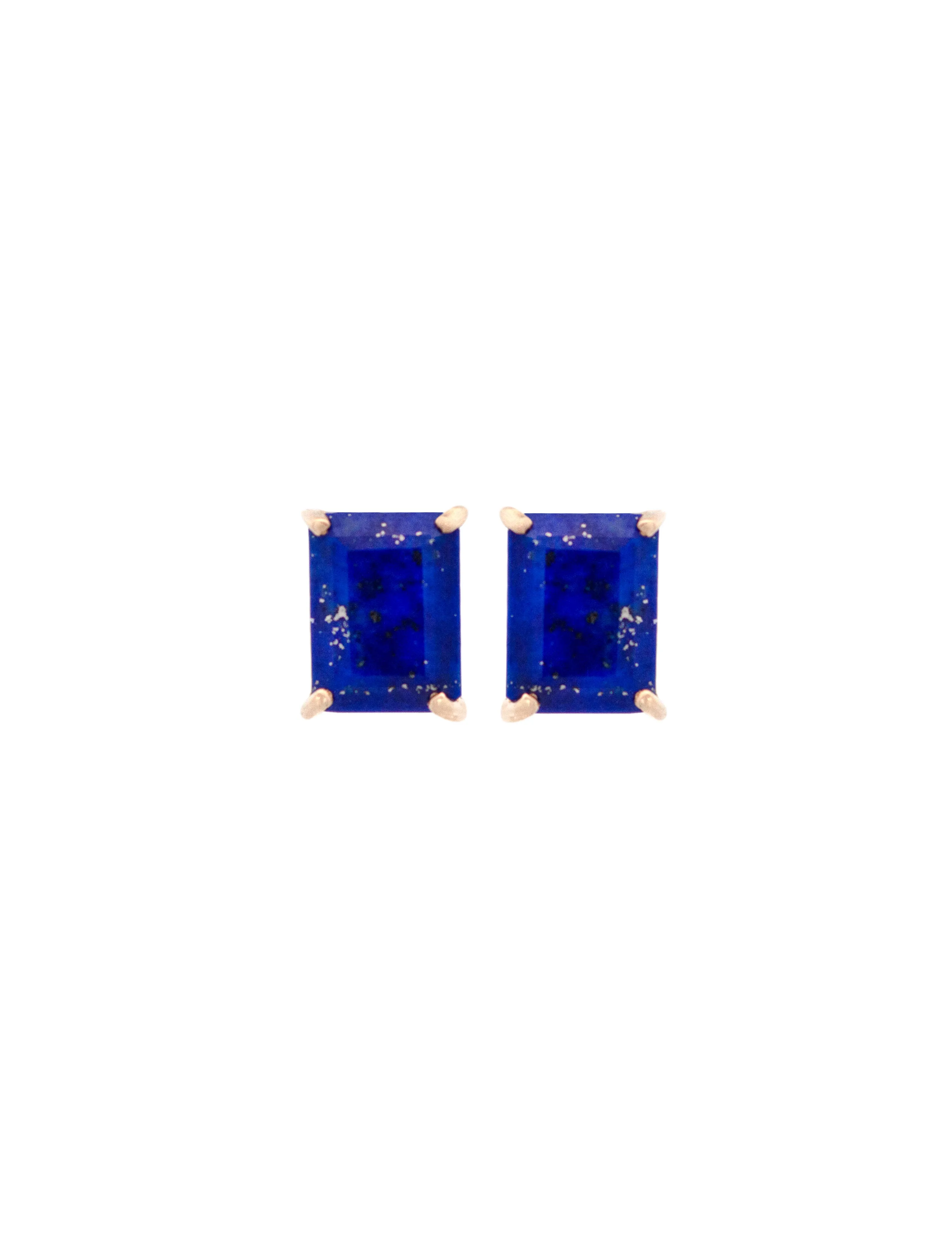 Lapis Lazuli 18K Gold Stud Earring sold by Wish Fine Jewelry