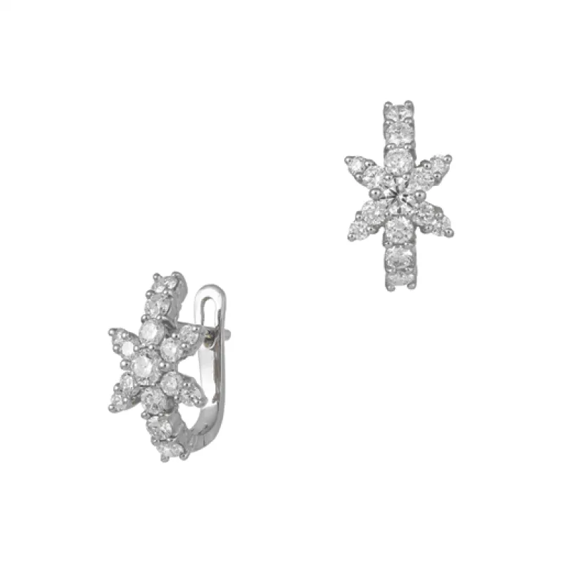 1.10ct Diamond 18K Gold Star Hoop Earrings sold by Wish Fine Jewelry
