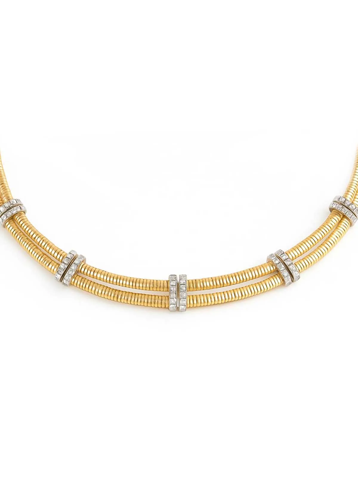 4.30ct Diamond 18K Italian Gold Textured Choker Necklace sold by Wish Fine Jewelry