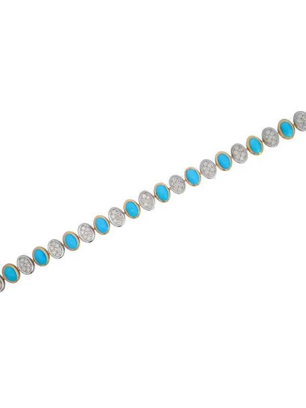 8.16ct Turquoise Diamond 14K Gold Bracelet sold by Wish Fine Jewelry