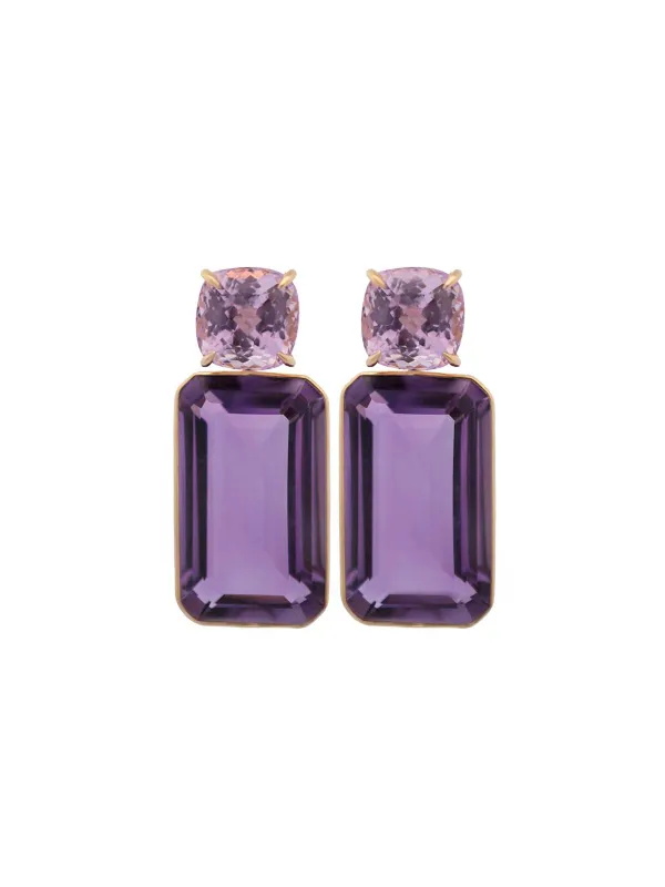 55.35cts Amethyst Kunzite 18K Gold Earrings sold by Wish Fine Jewelry
