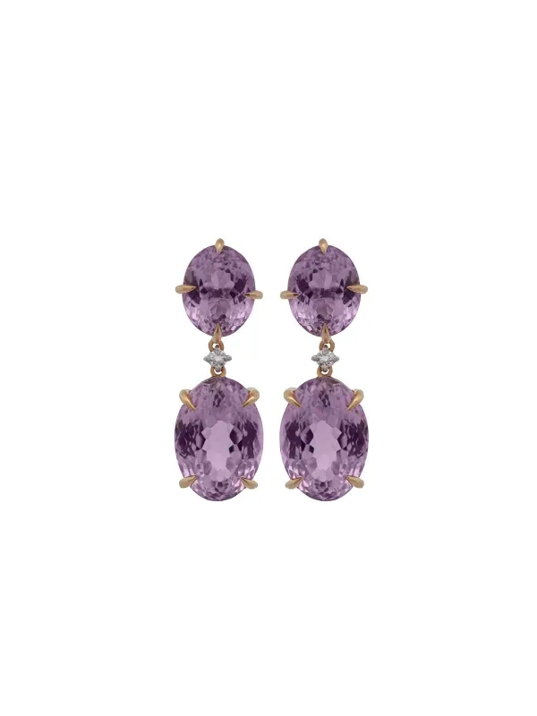 22.13cts Kunzite Diamond 18K Gold Earring sold by Wish Fine Jewelry