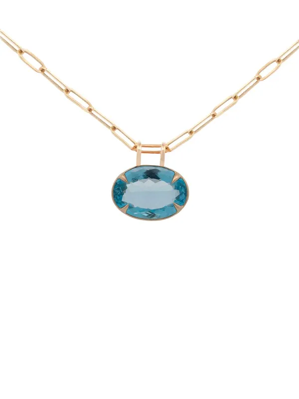 34.50cts Blue Topaz 18K Gold Pendant Blue Topaz sold by Wish Fine Jewelry