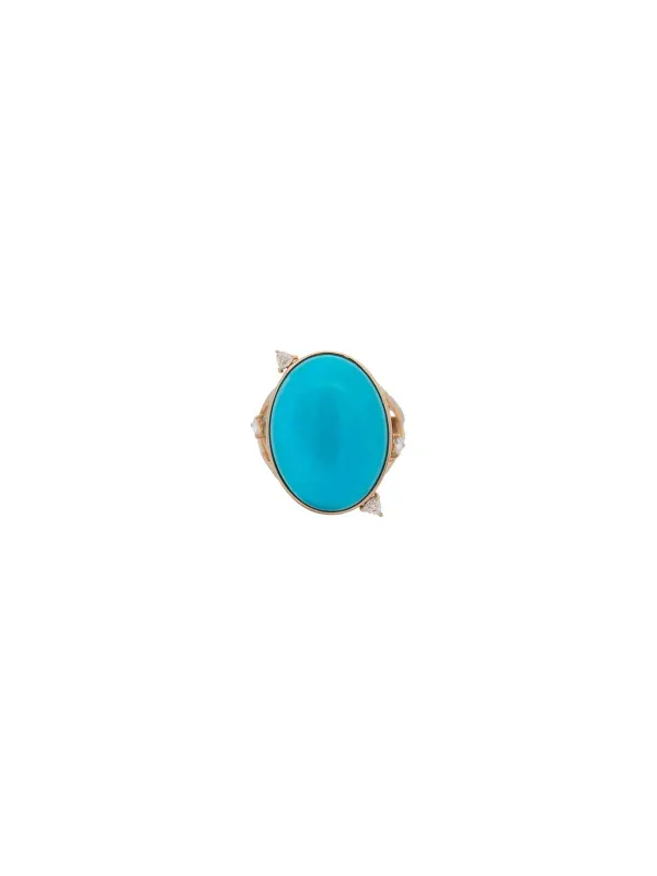 15.61ct Arizona Turquoise Diamonds 18K Gold Cocktail Ring sold by Wish Fine Jewelry