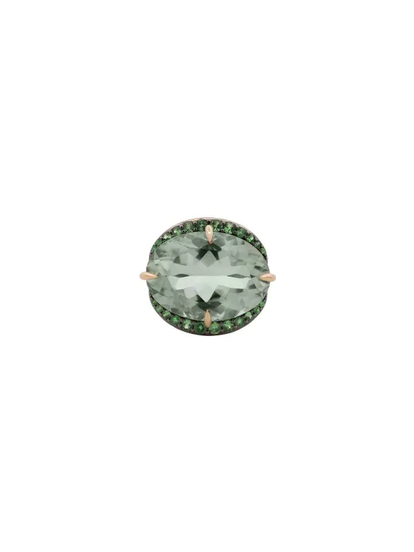 13.15ct Green Amethyst Tsavorita 18K Gold Ring sold by Wish Fine Jewelry
