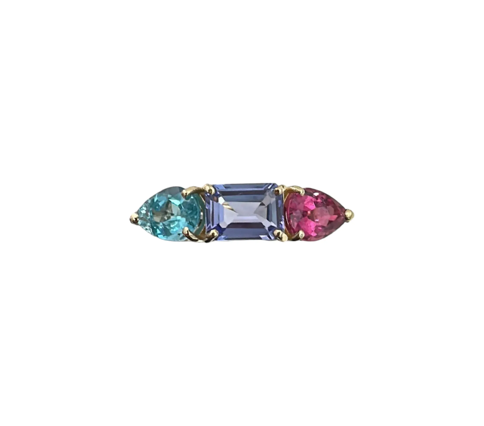 Apatite Tanzanite Rubellite 18K Gold Three Stones Earcuff sold by Wish Fine Jewelry product image thumbnail 3