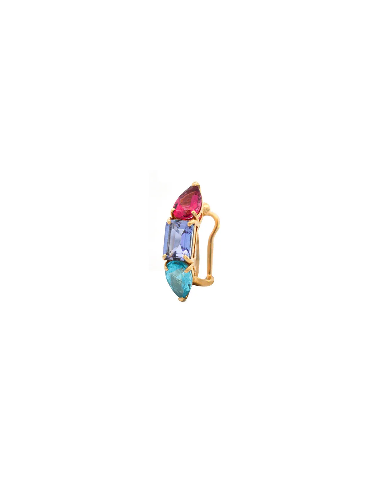 Apatite Tanzanite Rubellite 18K Gold Three Stones Earcuff sold by Wish Fine Jewelry product image thumbnail 2