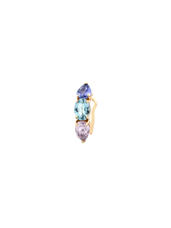 Tanzanite Blue Topaz Kunzite 18K Gold Three Stones Earcuff sold by Wish Fine Jewelry
