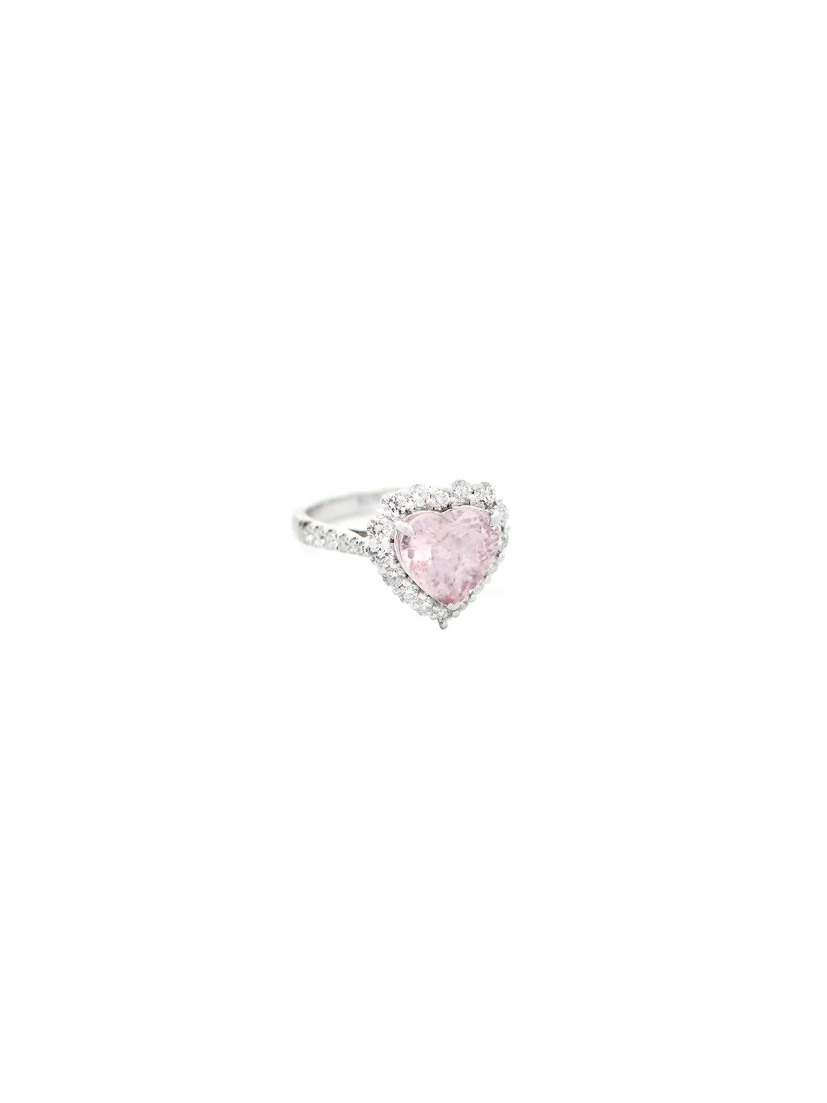 3.33ct Diamond Morganite 18K Gold Heart Halo Ring sold by Wish Fine Jewelry product image thumbnail 2