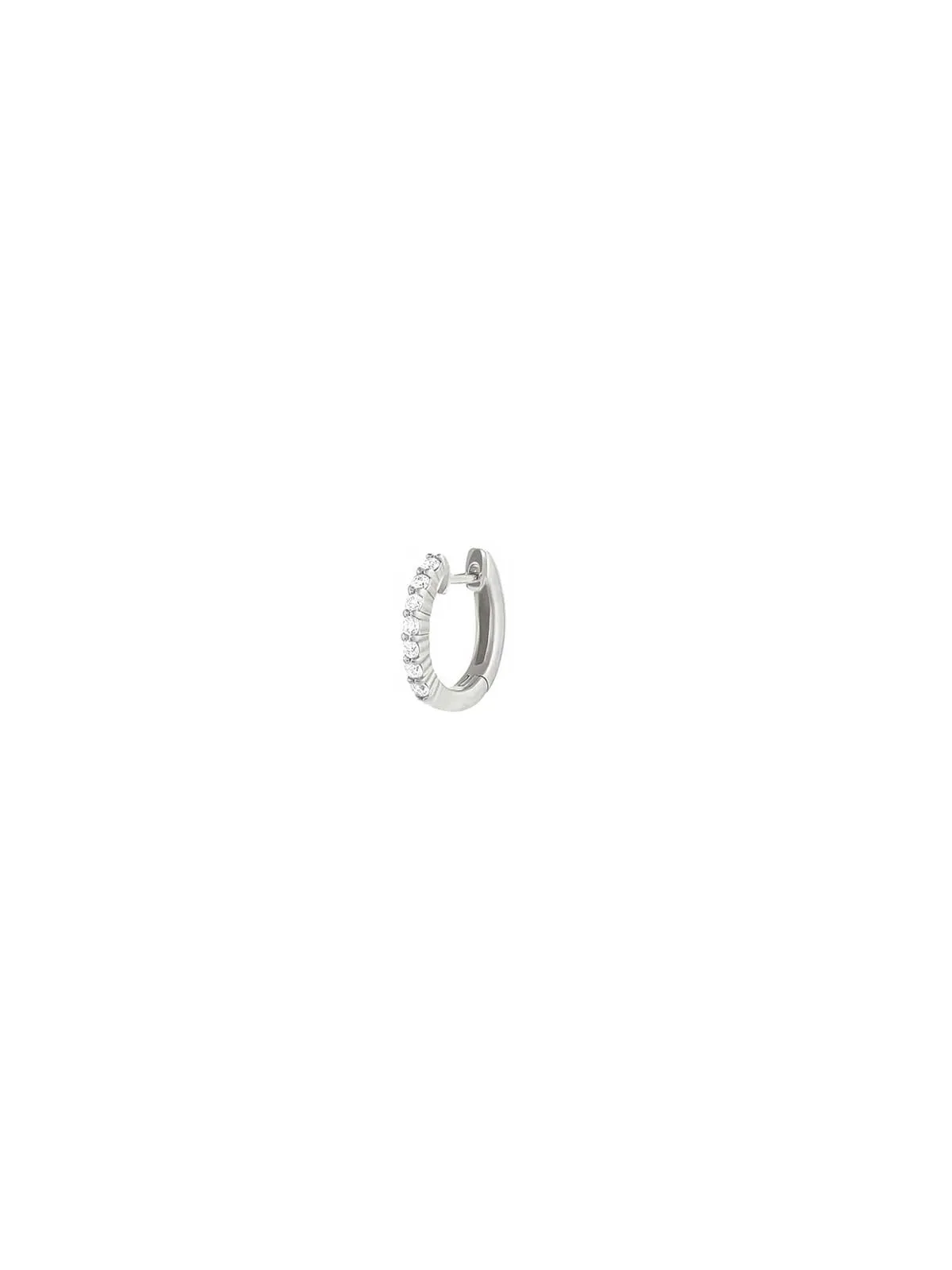 0.10ct Diamond 18k White Gold Hoops - One Side sold by Wish Fine Jewelry