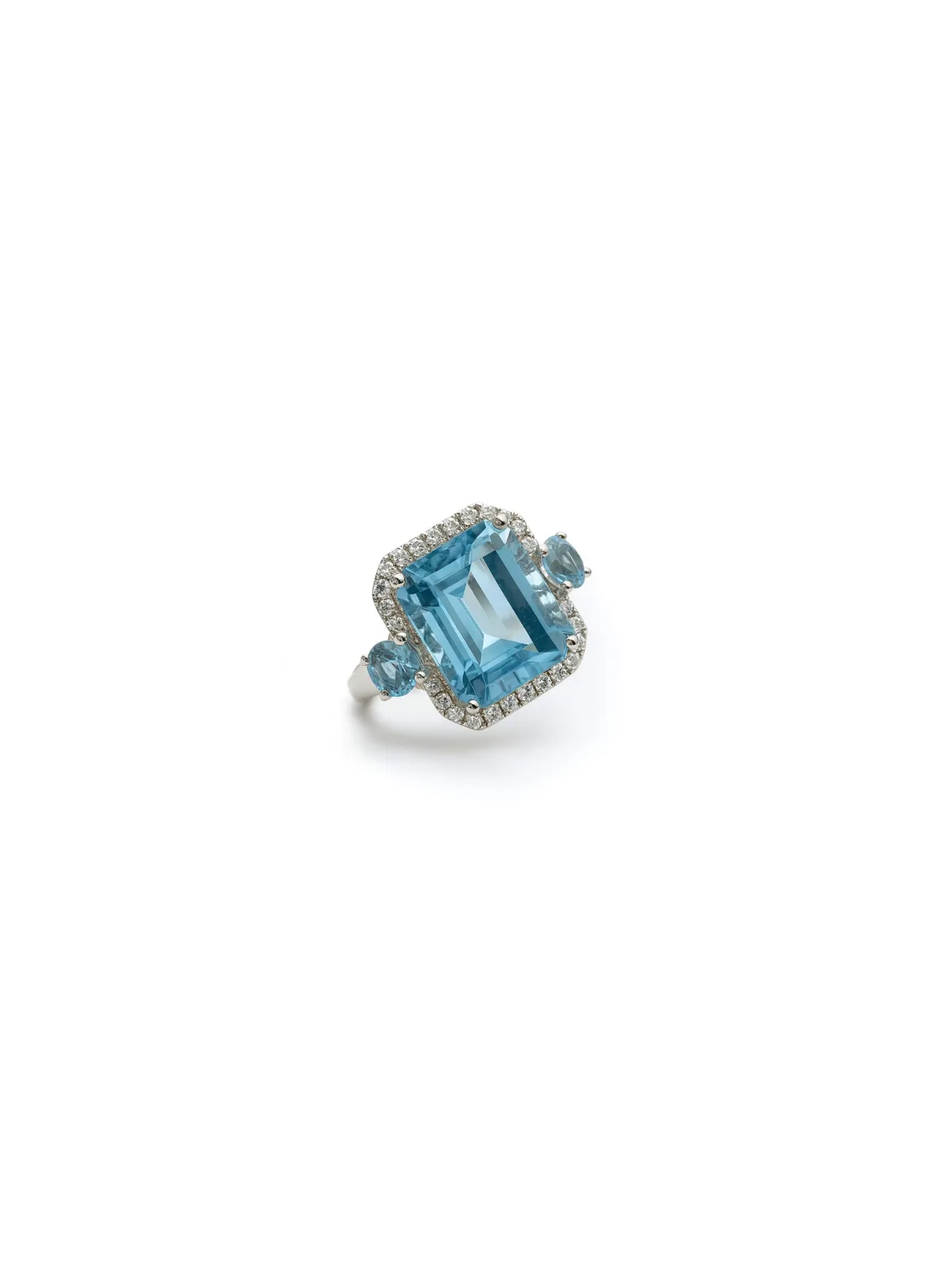 5.94ct Diamond Aquamarine 18K Gold Ring sold by Wish Fine Jewelry product image thumbnail 2