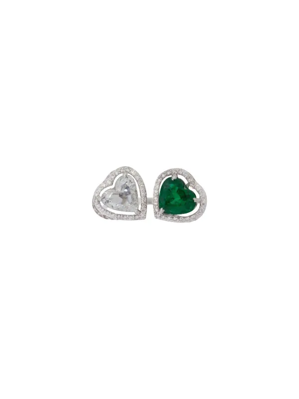 3.10ct Diamond Emerald 18K Gold Heart Ring sold by Wish Fine Jewelry
