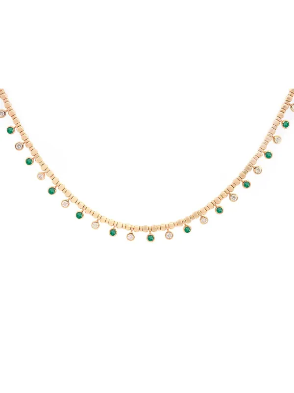 0.94ct Emerald Rubies Pink Sapphire Diamond 14K Gold Floating Necklace sold by Wish Fine Jewelry