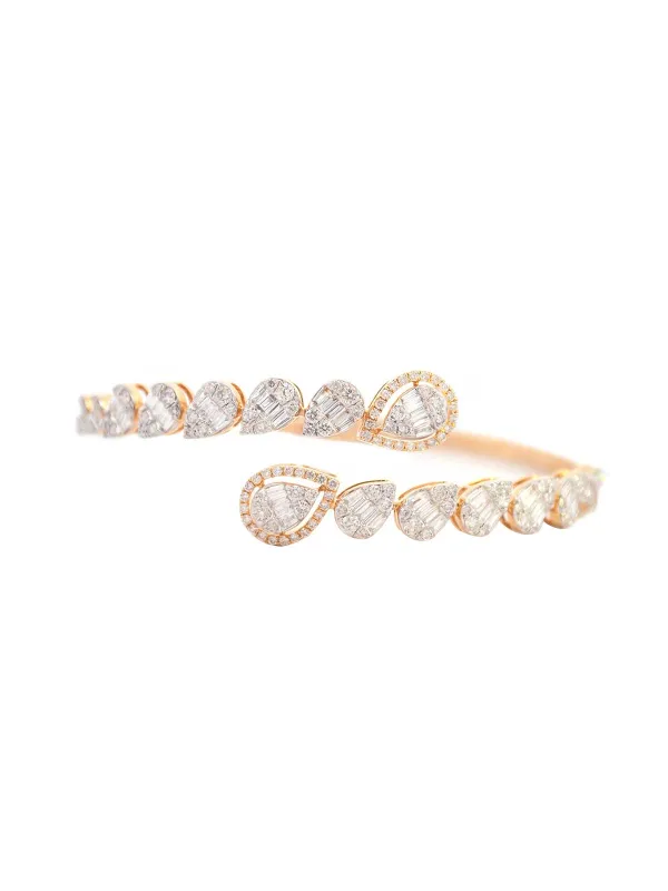 2.52ct Diamond 14K Gold Pave Bypass Bangle Bracelet sold by Wish Fine Jewelry