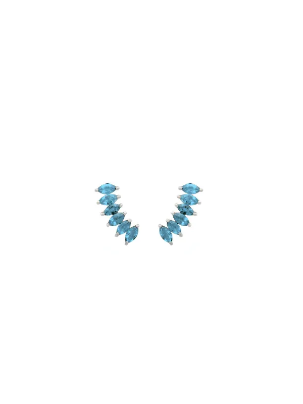 2.13ct Blue Topaz 18K Gold Marquise Climber Earrings sold by Wish Fine Jewelry