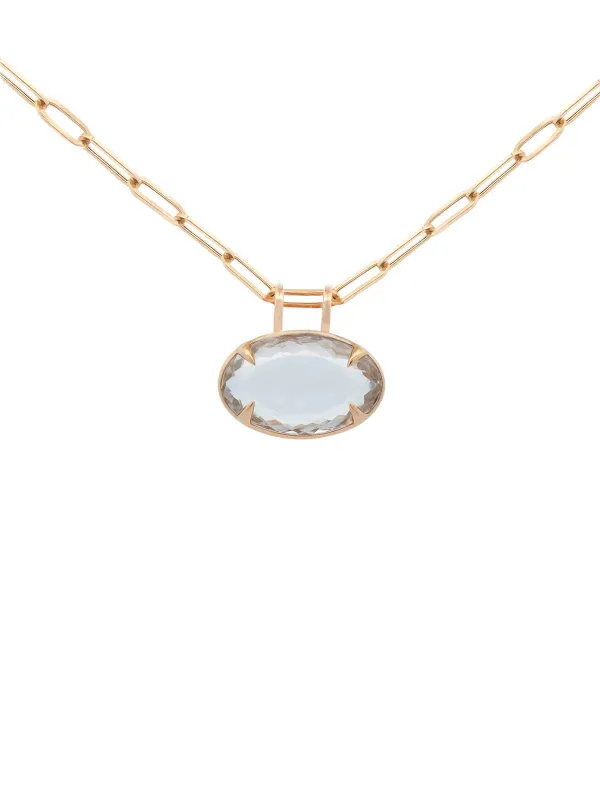 31.55ct White Topaz 18K Gold Oval Pendant sold by Wish Fine Jewelry