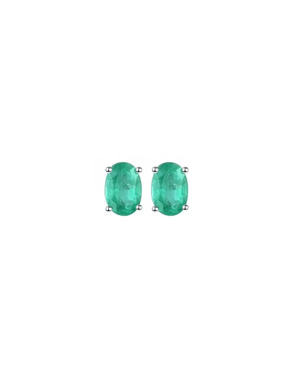 5.80ct Emerald 18K Gold Oval Stud Earrings sold by Wish Fine Jewelry