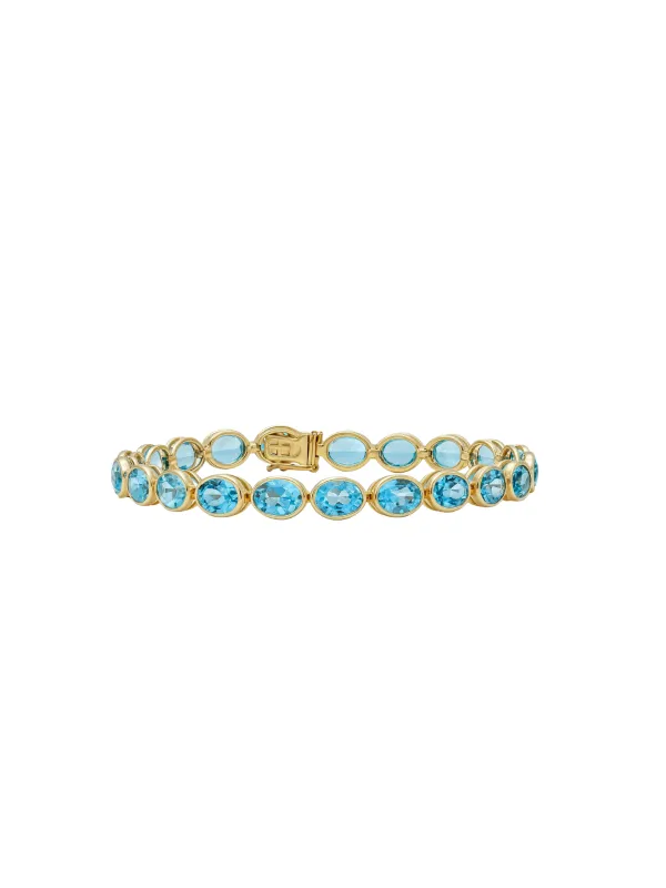 19.38ct Blue Topaz 14K Gold Tennis Bracelet sold by Wish Fine Jewelry