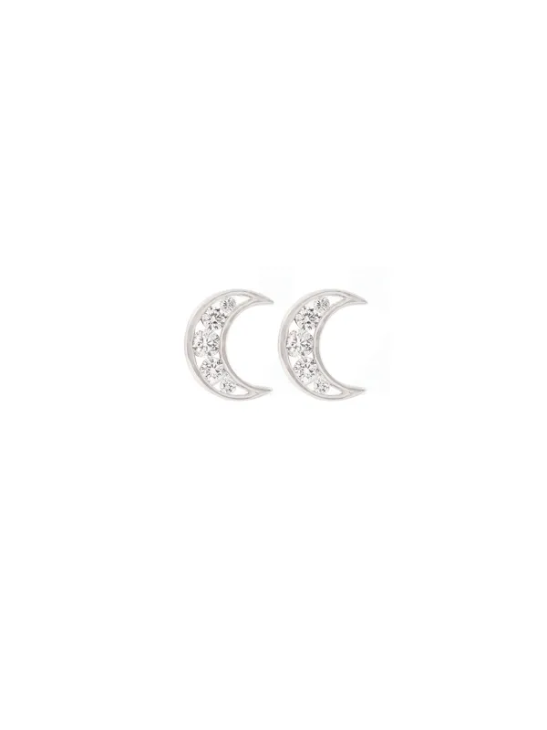 0.20ct Diamond 14K Gold Dainty Moon Stud Earrings sold by Wish Fine Jewelry