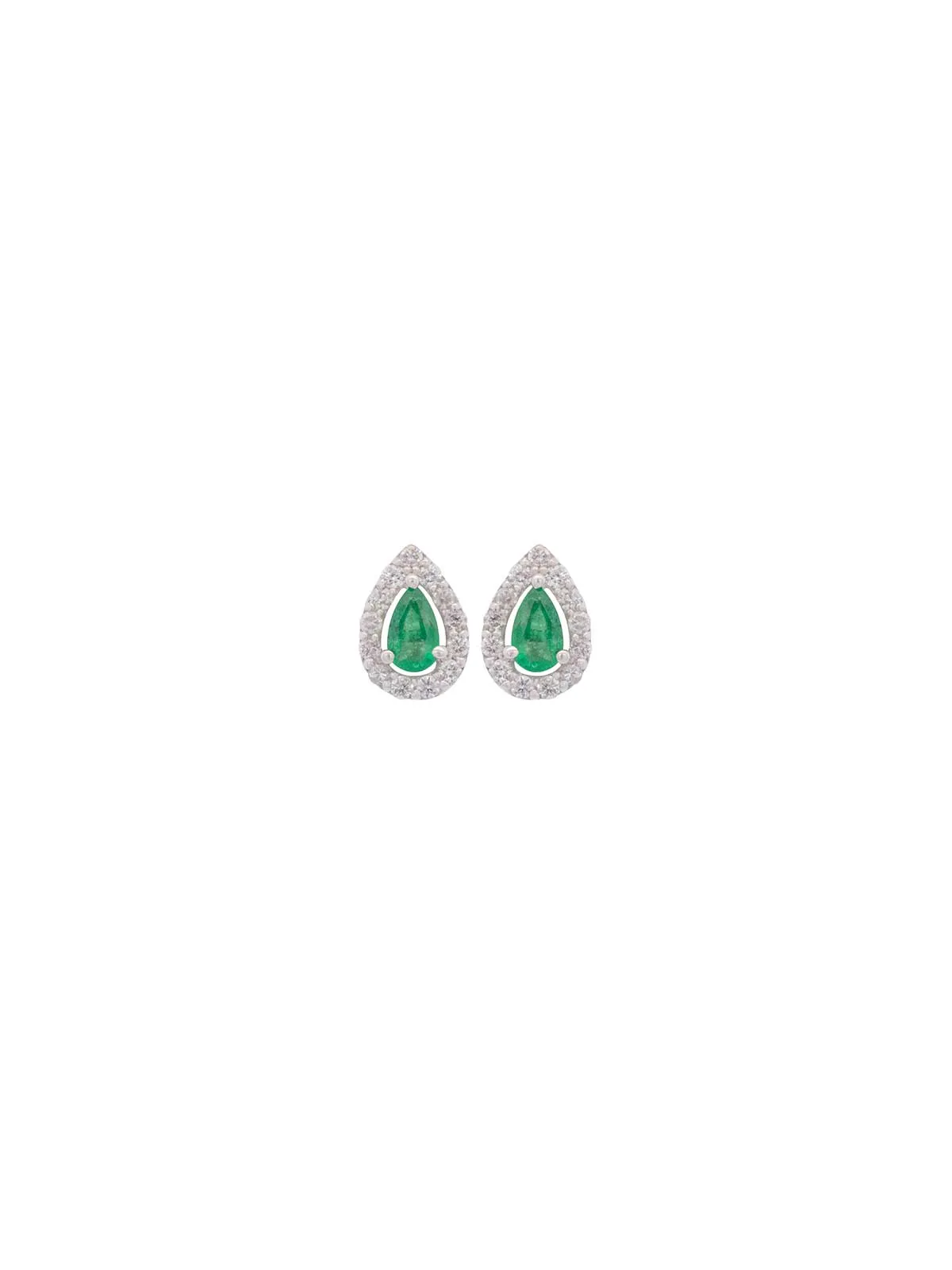 0.40 Emerald Diamond 18K Gold Pear Halo Earrings sold by Wish Fine Jewelry