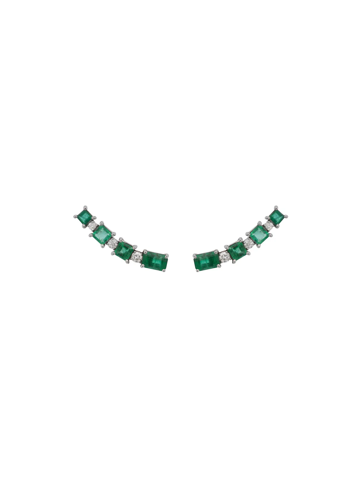 2.99ct Diamond Emerald 18K Gold Climber Earrings sold by Wish Fine Jewelry