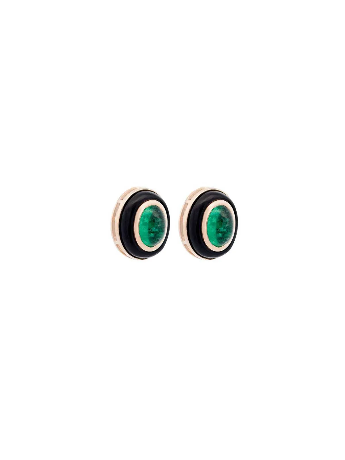 3.68ct Emerald Onyx 14K Gold Stud Earrings sold by Wish Fine Jewelry product image thumbnail 2