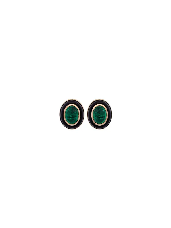 1.40ct Emerald Onyx 14K Gold Stud Earrings sold by Wish Fine Jewelry