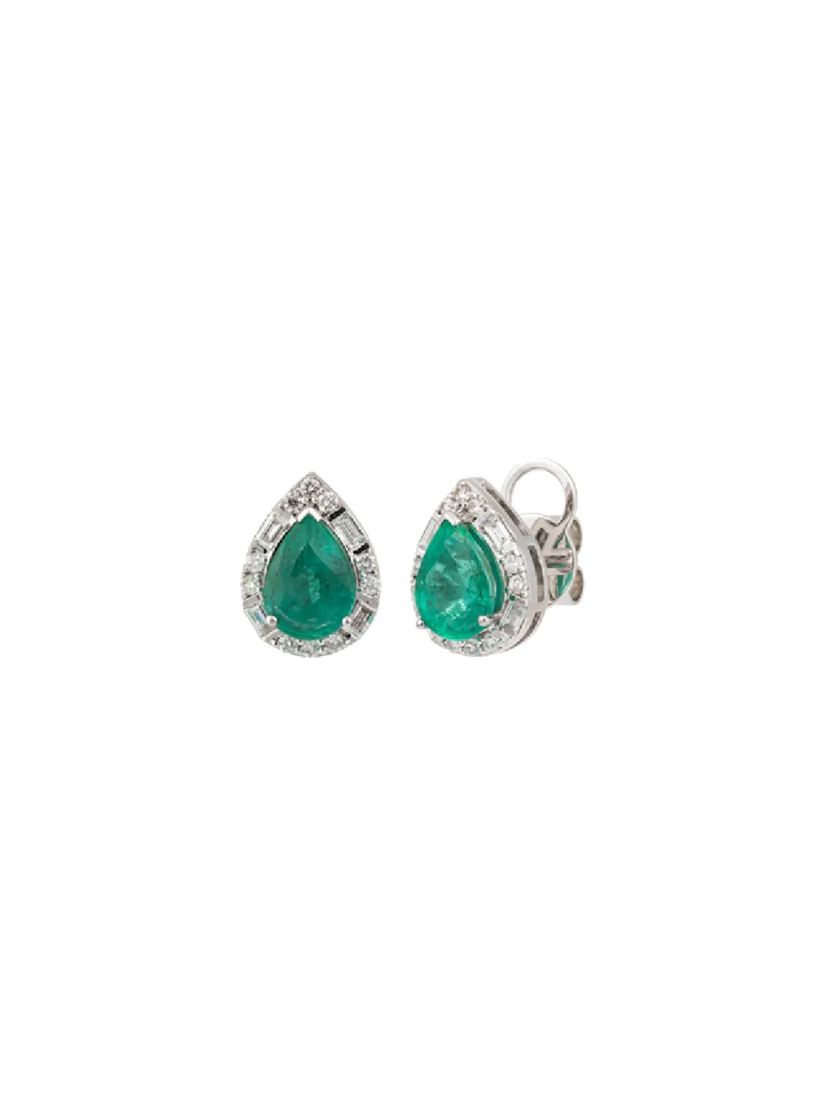 2.54ct Emerald Diamond 18K Gold Pear Earrings sold by Wish Fine Jewelry product image thumbnail 2