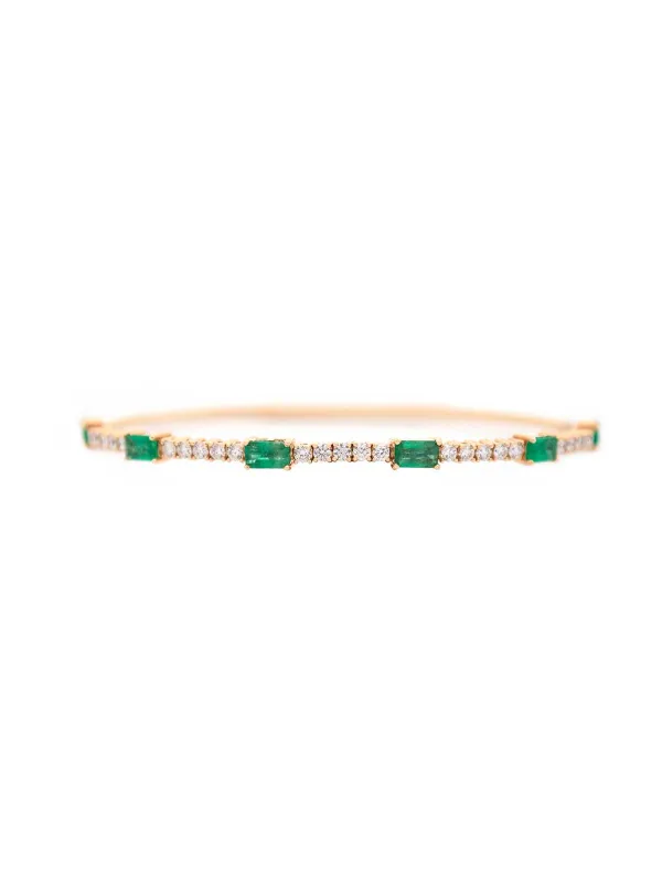 2.75ct Emerald Diamond 14K Gold Bangle Bracelet sold by Wish Fine Jewelry