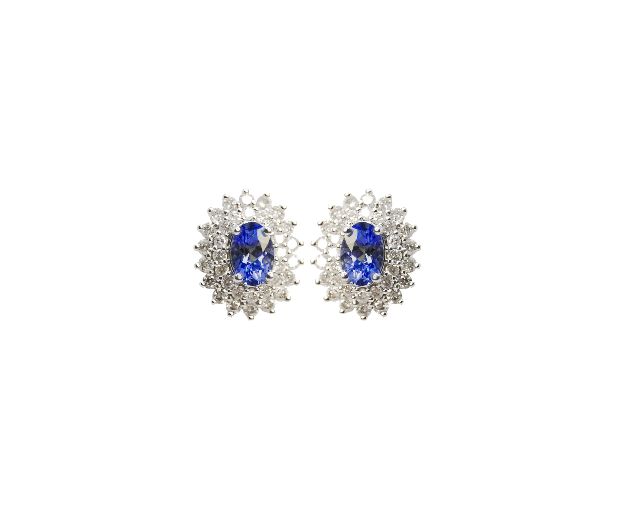 1.70ct Diamond Tanzanite 18K Gold Halo Earrings sold by Wish Fine Jewelry