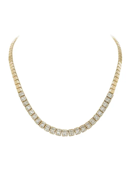 2.10ct Diamond 14K Gold Illusion Set Tennis Necklace sold by Wish Fine Jewelry