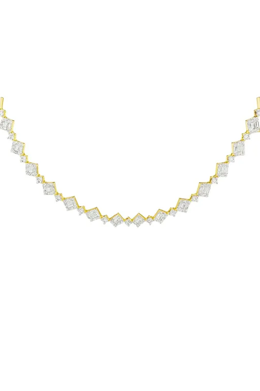 3.10ct Diamond 14K Gold Illusion Set Tennis Necklace sold by Wish Fine Jewelry
