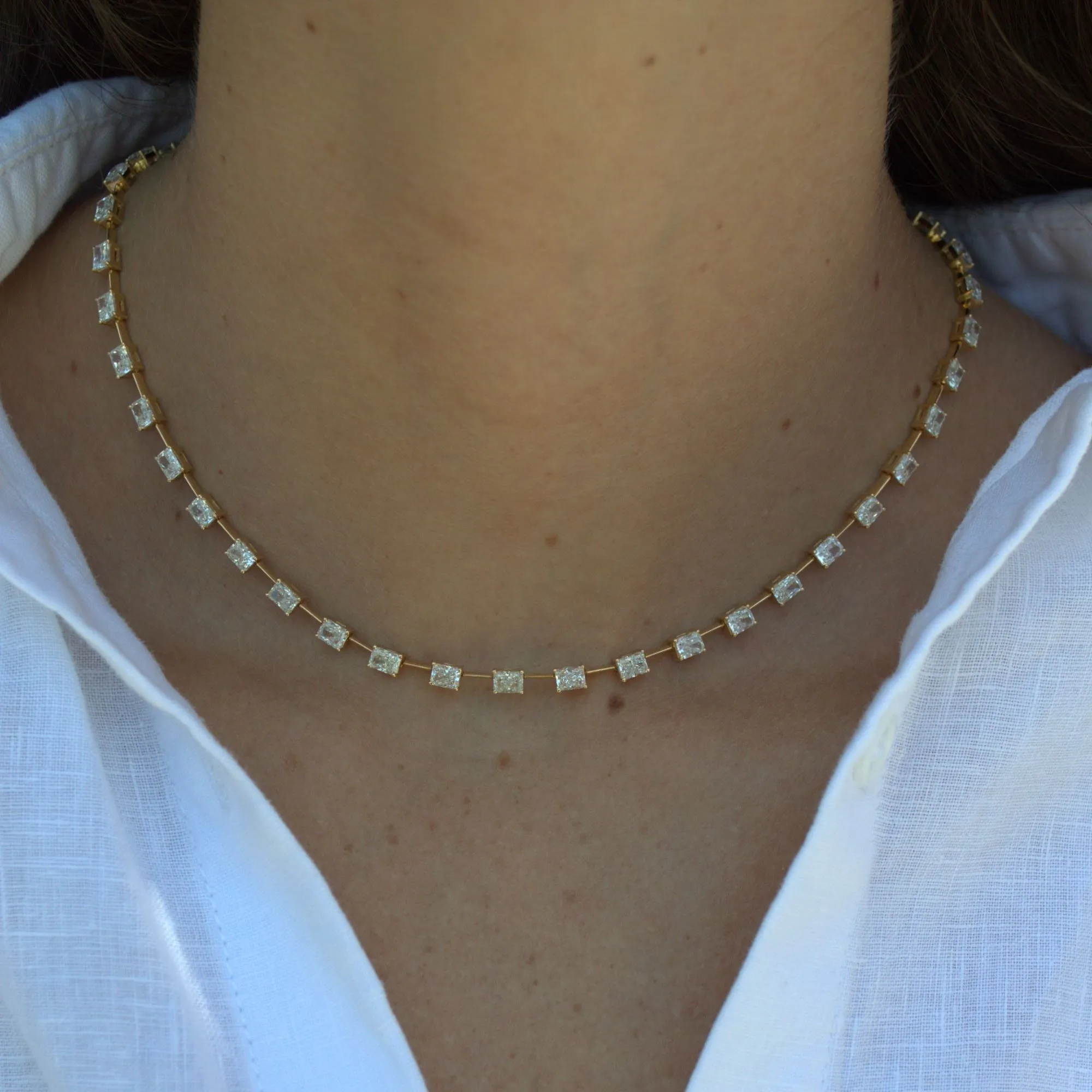 13.80ct Diamond 18K Gold Link Tennis Necklace sold by Wish Fine Jewelry product image thumbnail 2