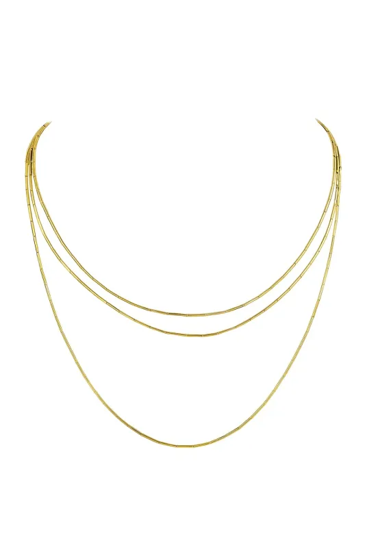 18K Gold Tube Link Necklace sold by Wish Fine Jewelry