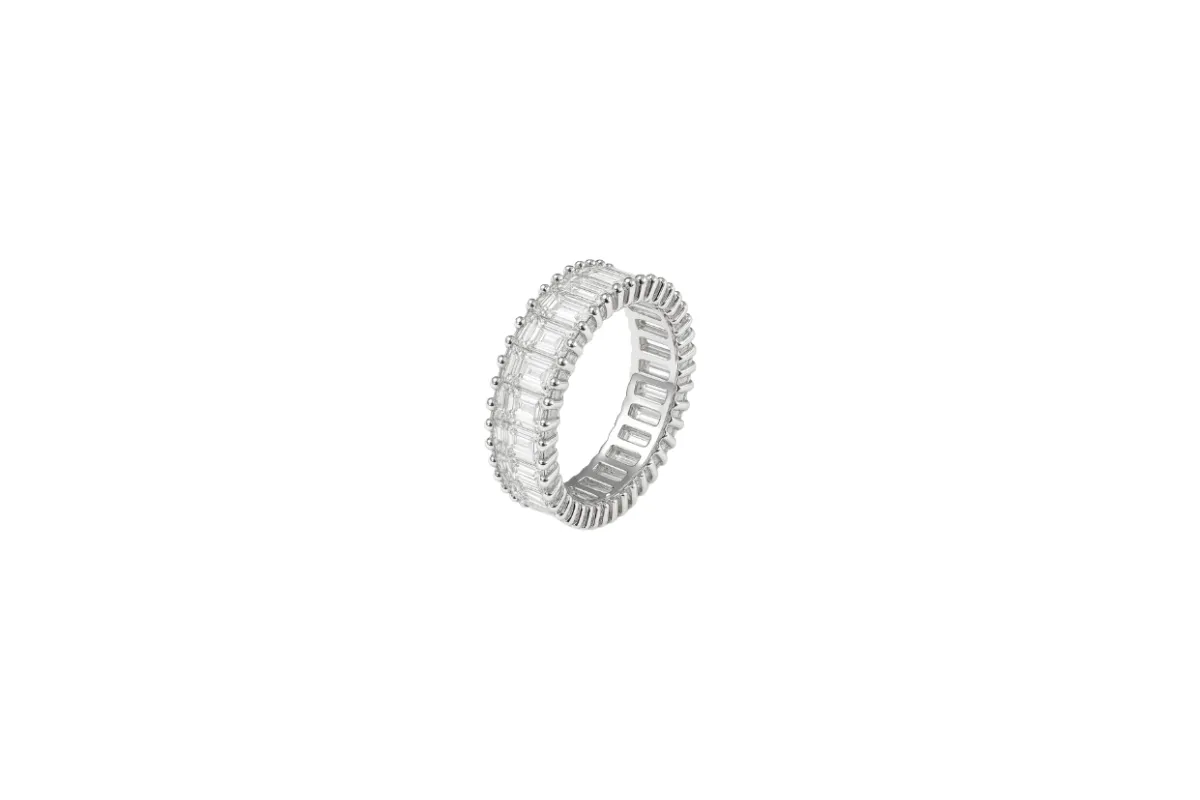 4.50ct Diamond 18K Gold Emerald Cut Eternity Ring sold by Wish Fine Jewelry