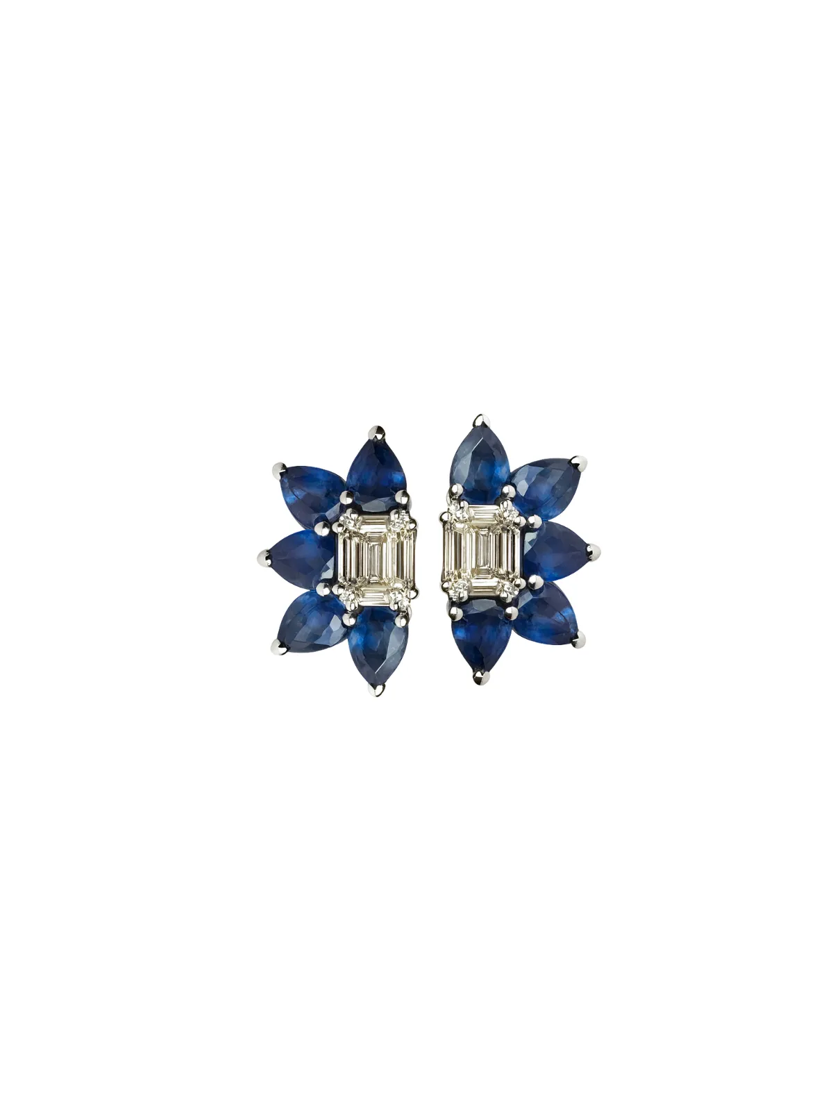 2.50ct Diamond Sapphire 18K Gold Earrings sold by Wish Fine Jewelry