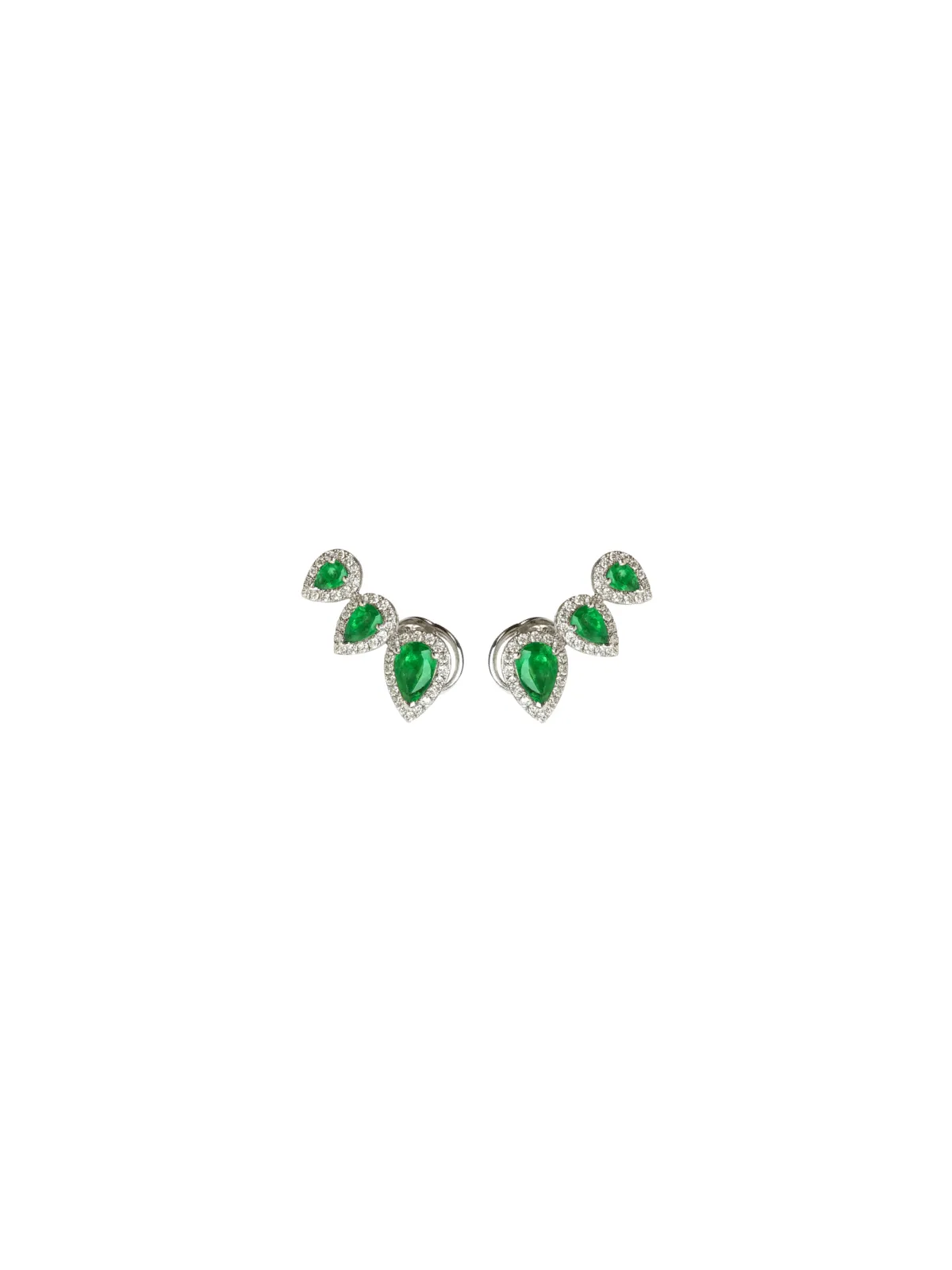 1.74ct Diamond Emerald 18K Gold Climber Earrings sold by Wish Fine Jewelry