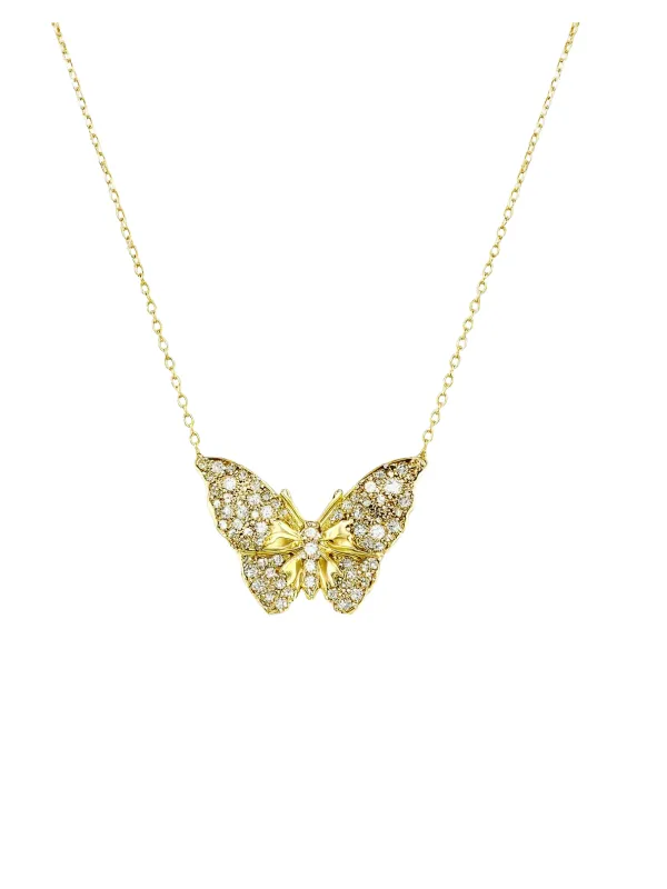 1.47ct Diamond 14K Gold Butterfly Pendant Necklace sold by Wish Fine Jewelry