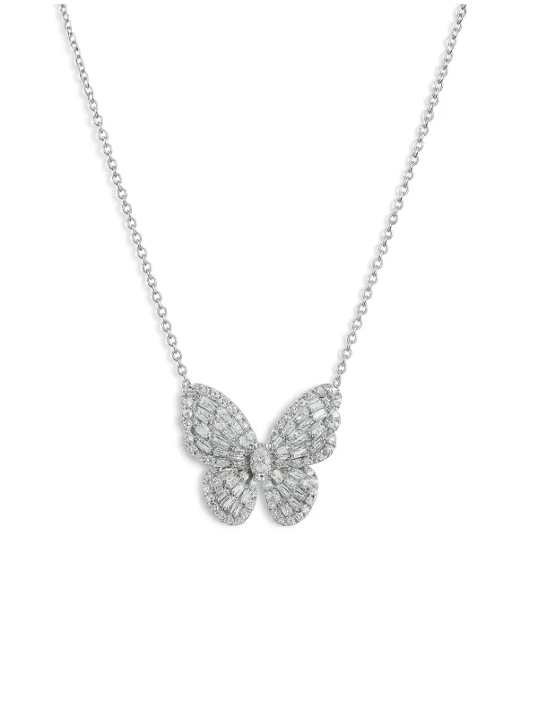 2.00ct Diamond 14K Gold Butterfly Pendant Necklace sold by Wish Fine Jewelry