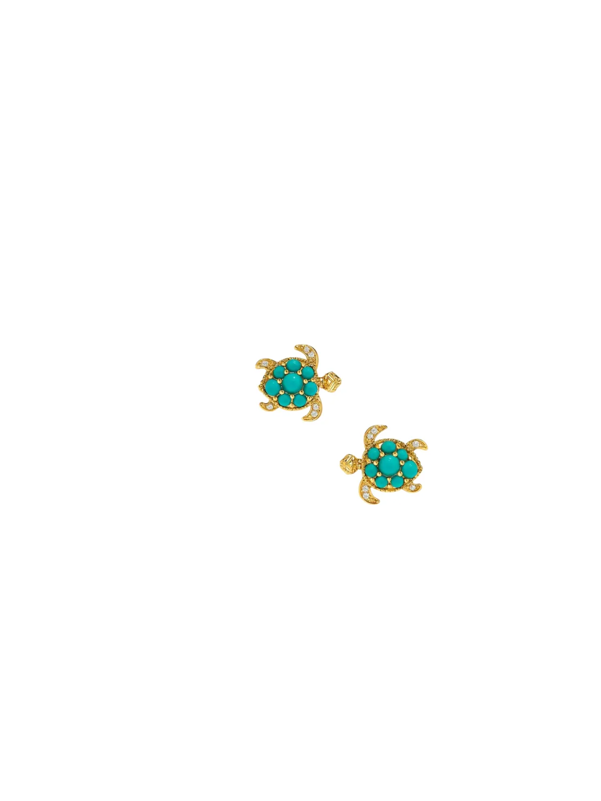 0.77ct Diamond Turquoise 14K Gold Cluster Turtle Earrings sold by Wish Fine Jewelry product image thumbnail 2