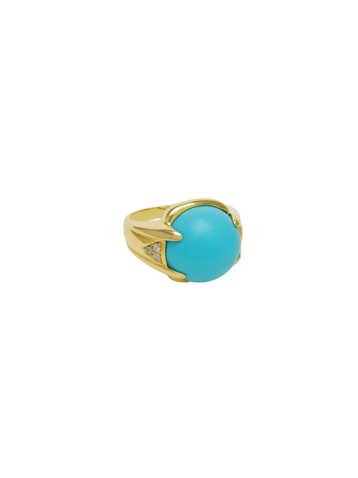 6.77ct Diamond Turquoise 14K Gold Cocktail Ring sold by Wish Fine Jewelry product image thumbnail 2