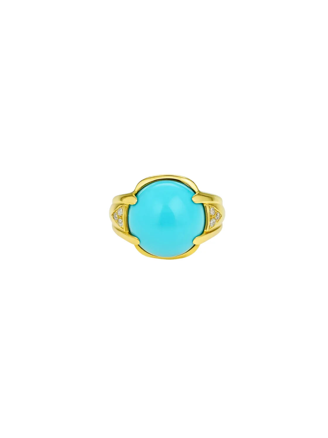 6.77ct Diamond Turquoise 14K Gold Cocktail Ring sold by Wish Fine Jewelry