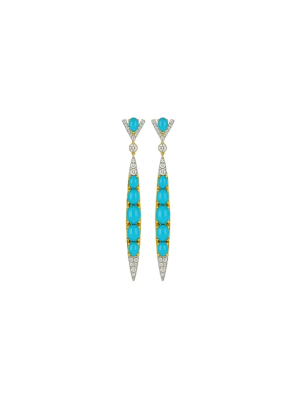 9.34ct Turquoise Diamond 14K Gold Earrings sold by Wish Fine Jewelry