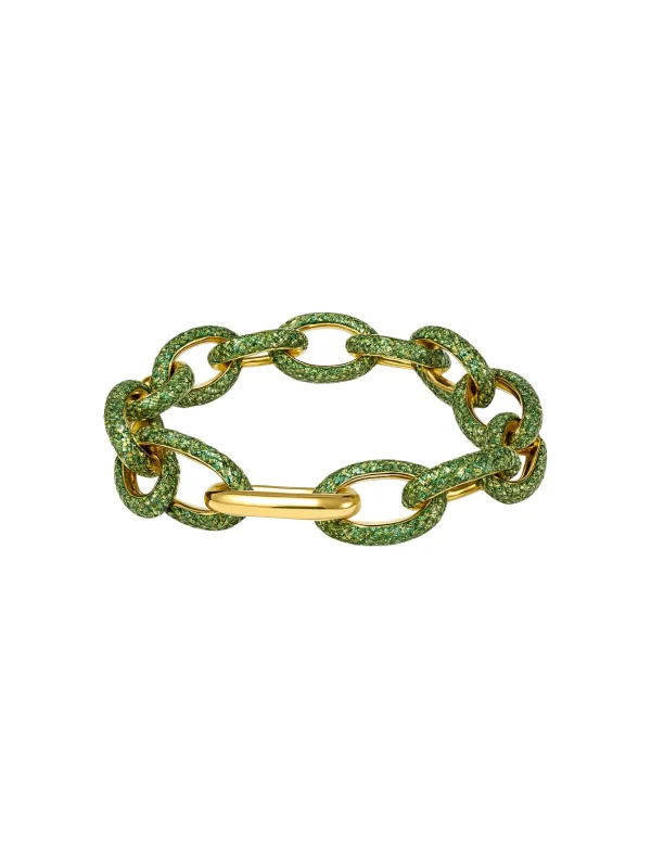 13.44ct Tsavorite 14K Gold Pave Chain Bracelet sold by Wish Fine Jewelry