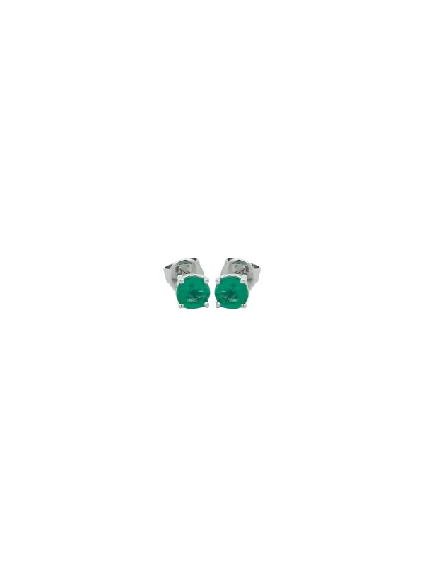 0.43ct Emerald 18K Gold Round Stud Earrings sold by Wish Fine Jewelry