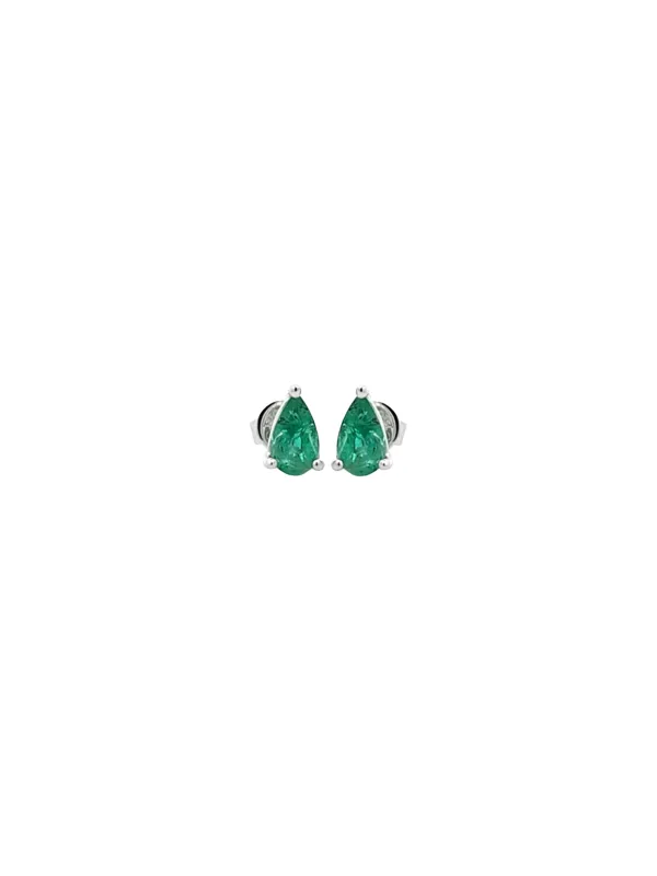 0.95ct Emerald 18K Gold Pear Stud Earrings sold by Wish Fine Jewelry