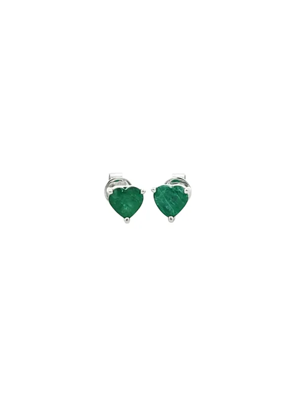 1.20ct Emerald 18K Gold Heart Stud Earrings sold by Wish Fine Jewelry